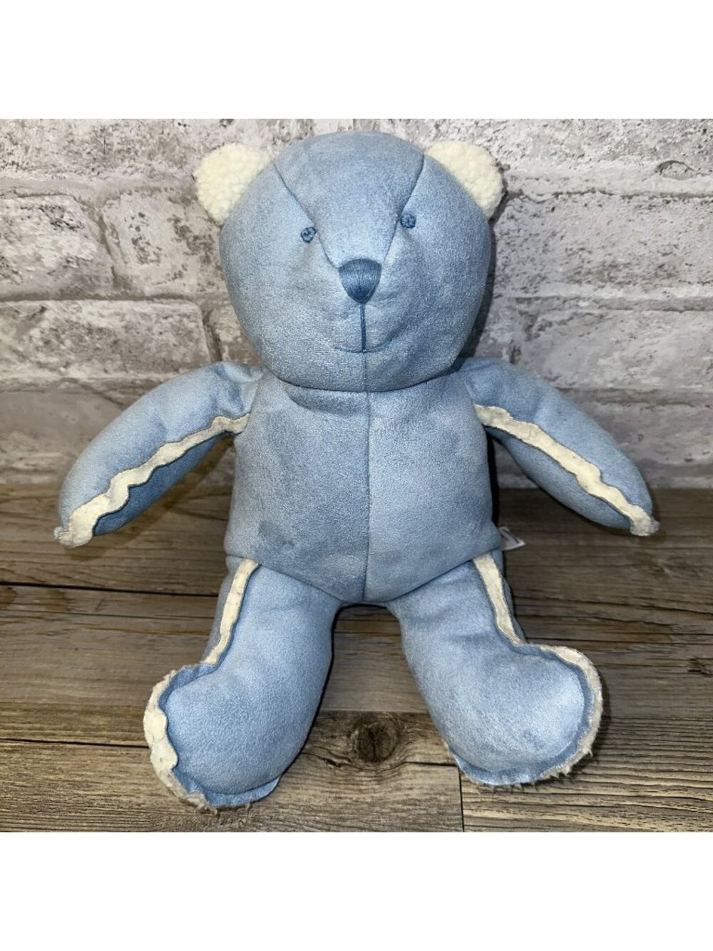VINTAGE BABY GAP SUEDE SHERPA BRANNAN Teddy Bear BLUE Stuffed PLUSH Toy 13" 3259